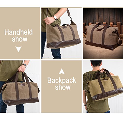 Overmont-36I-Vintage-Canvas-Unisex-Reisetasche-Gym-Tasche-Weekender-Tasche-Handgepck-Sporttasche-fr-Reise-am-Wochenend-Urlaub-KhakiSchwarzGrauBraun-0-5