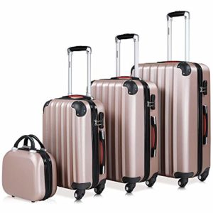 Monzana Baseline 4er Set Koffer Rose Gold Beautycase M L Xlgelgriffe Zahlenschloss Reisekoffer Trolley Kofferset Rollkoffer 0