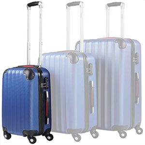 Monzana Hartschalenkoffer Trolley Mit Schloss 4 Gummierte Rollen Alu Teleskopgriff M Xl Blau Silber Schwarz Hartschale Reisekoffer Business Koffer 0