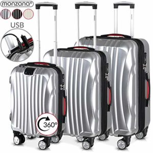 Monzana Reisekoffer Hartschalenkoffer Ikarus Trolley Koffer M L Xl Schwarz Silber Champagner 0