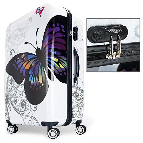 Monzana® Reisekoffer Hartschalenkoffer Trolley Koffer ✔ABS-Kunststoff ✔PC beschichtet ✔Alu Teleskopgriff ✔gummierte Zwillingsrollen ✔Größe M 